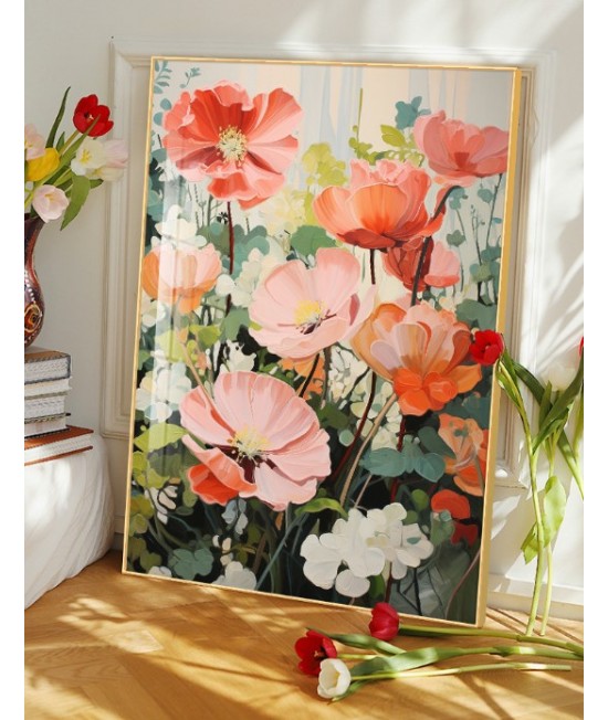 北歐風清新 花卉 晶瓷面掛畫 裝飾掛畫連鋁畫框 30X40CM DF